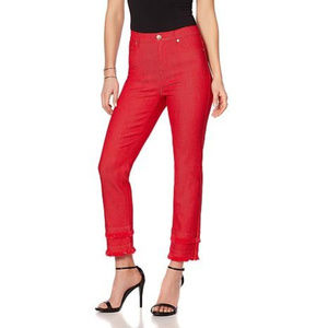Diane Gilman Red Crop Fringed Jeans Many Sizes